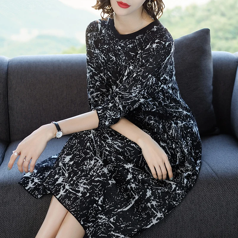 Женское винтажное платье элегантное Свободное с цветочным принтом весна-осень |