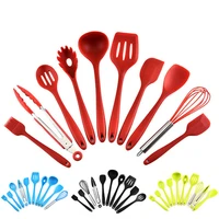 10pcsset silicone kitchenware cooking utensils brush spatula egg whisk food tongs scoop colander shovel kitchen cooking tools