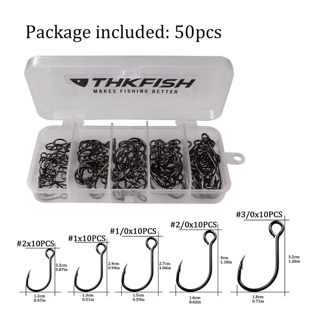 50pcs fishing hooks 50 шт./кор. с высоким содержанием углерода Сталь встроенный одинарный крючок Большой Глаз Рыбалка сменный крюк для ложка блесна приманка#2#, 1#, 1/0#2/0#3/0 - Цвет: 50pcs fishing hooks