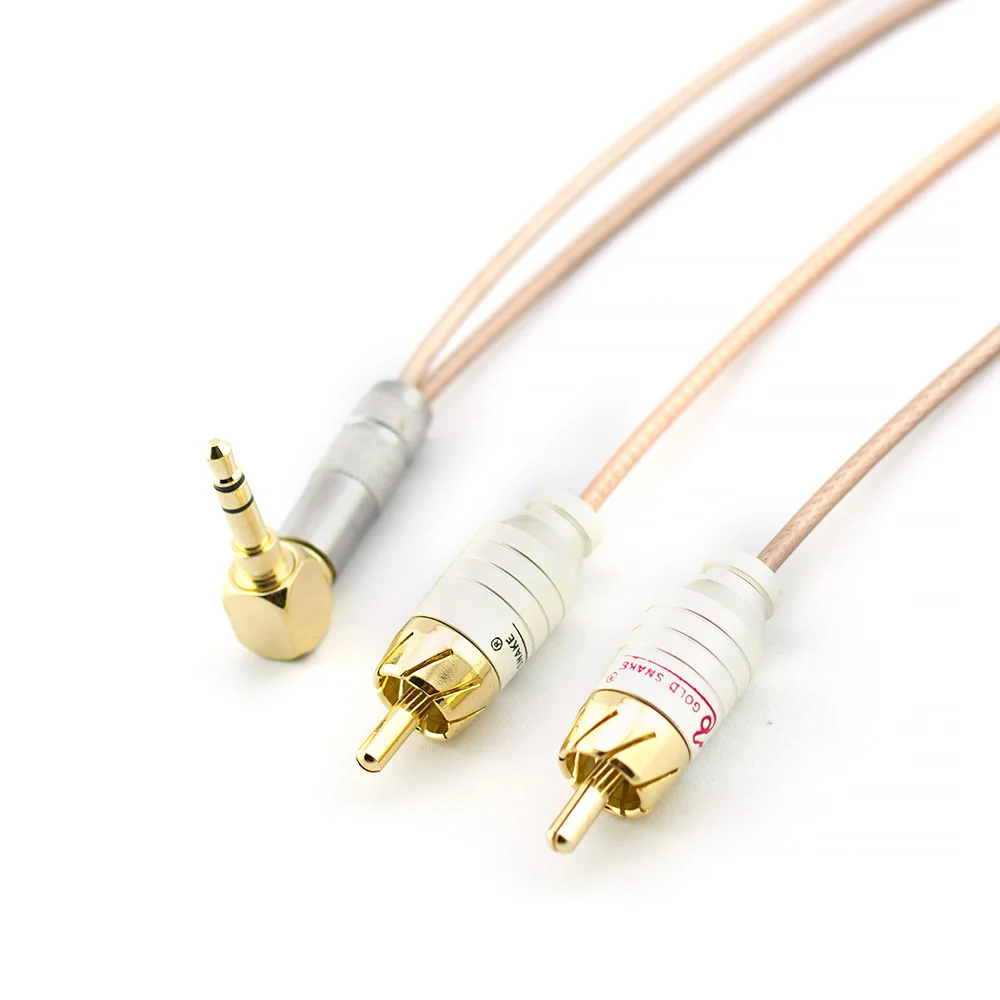Hi-Fi 3 5 мм aux медный кабель с посеребренным покрытием штекер интерфейс к двойному rca
