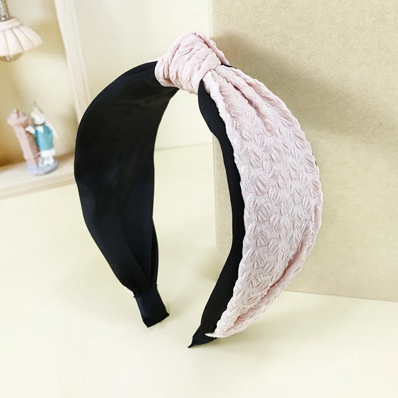

New Solid Color Hair Band Female Fabric Candy Color Bubble Pattern Knotted Hair Bundle Korean Sweet Temperament Headband
