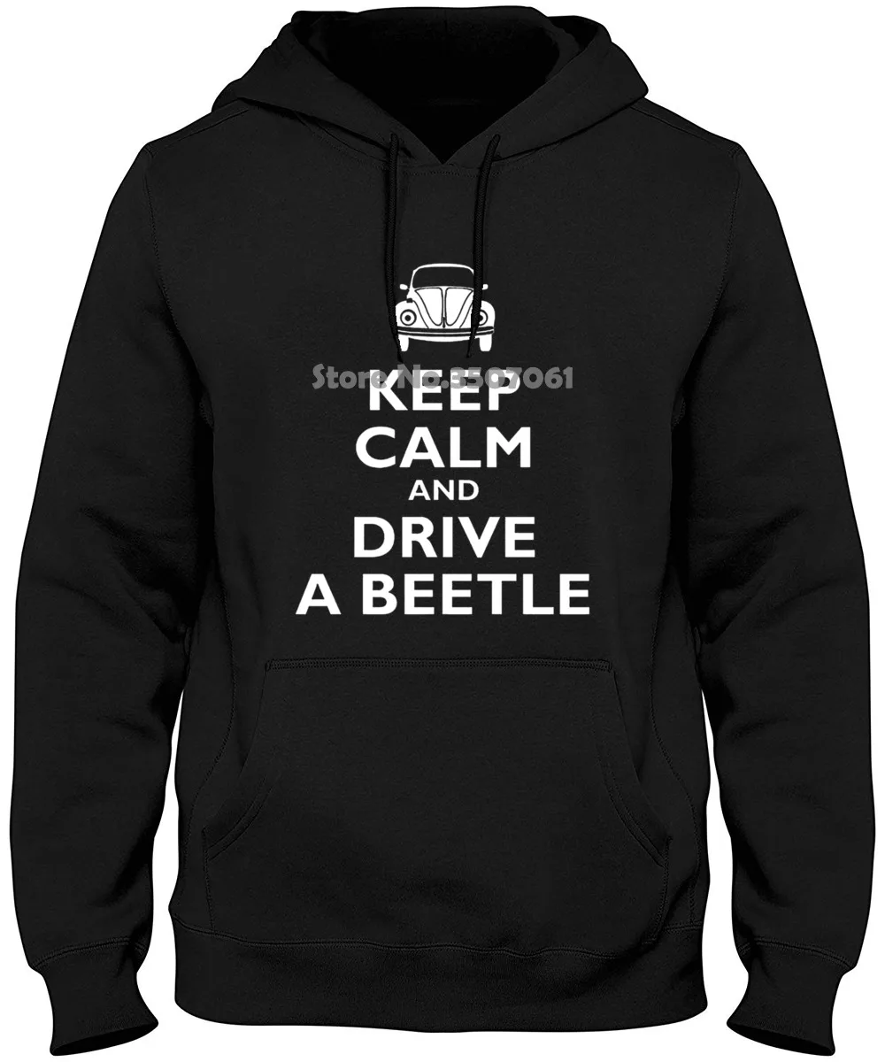 Мужская хлопковая футболка с принтом Keep Calm And Drive A Beetle тонкая Толстая зимняя
