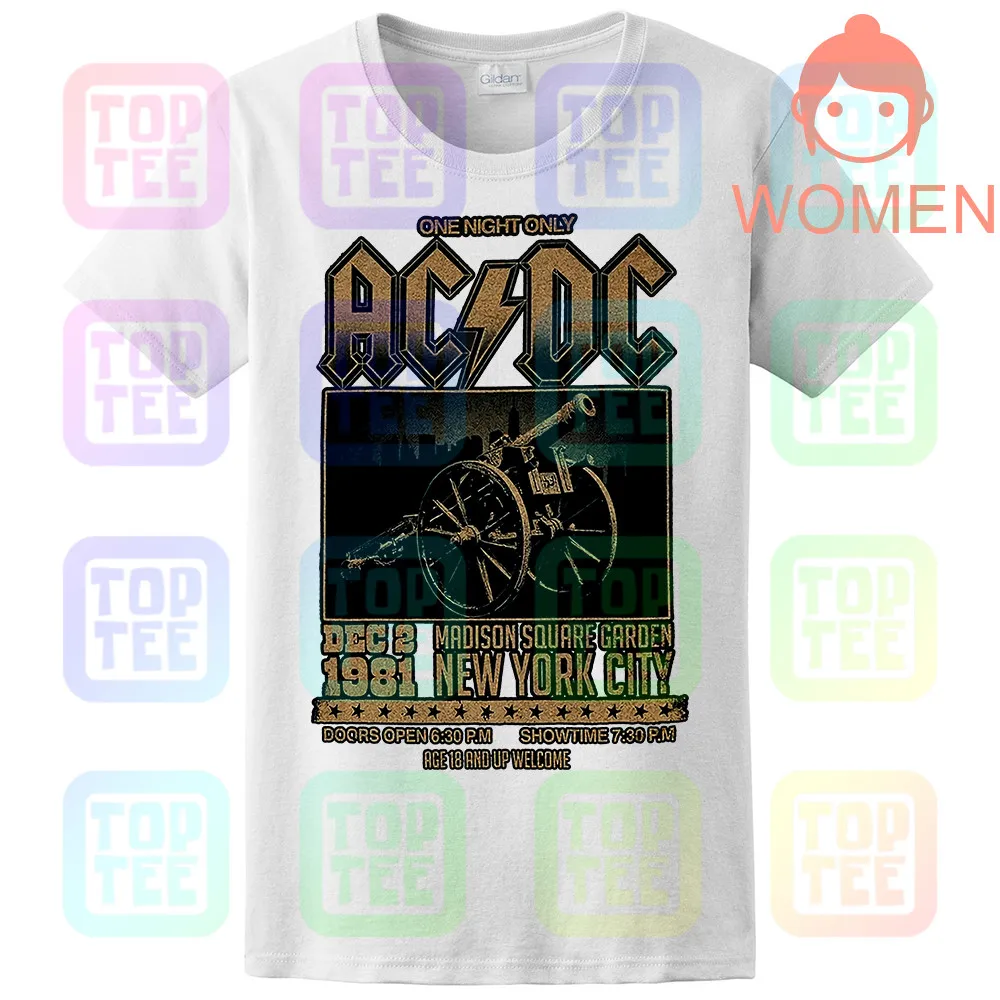 WOMEN-WHITE Официальный AC/DC Футболка Мэдисон Сквер Гарденс для тех, кто о рок Тур 1981 - Цвет: WOMEN-WHITE