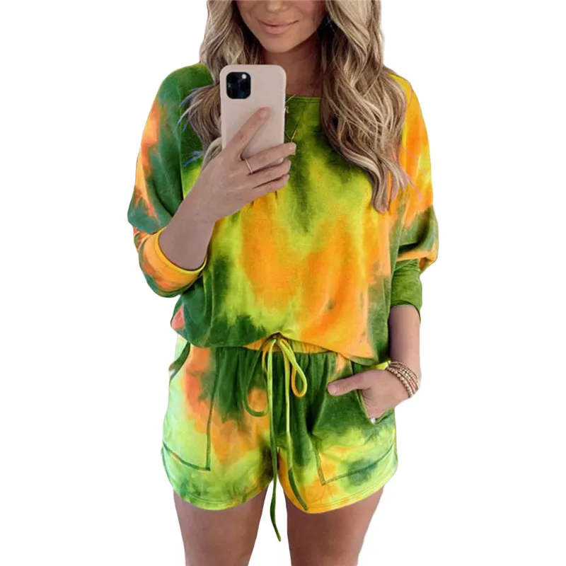 Женский спортивный костюм из двух предметов свитшот с градиентным принтом и