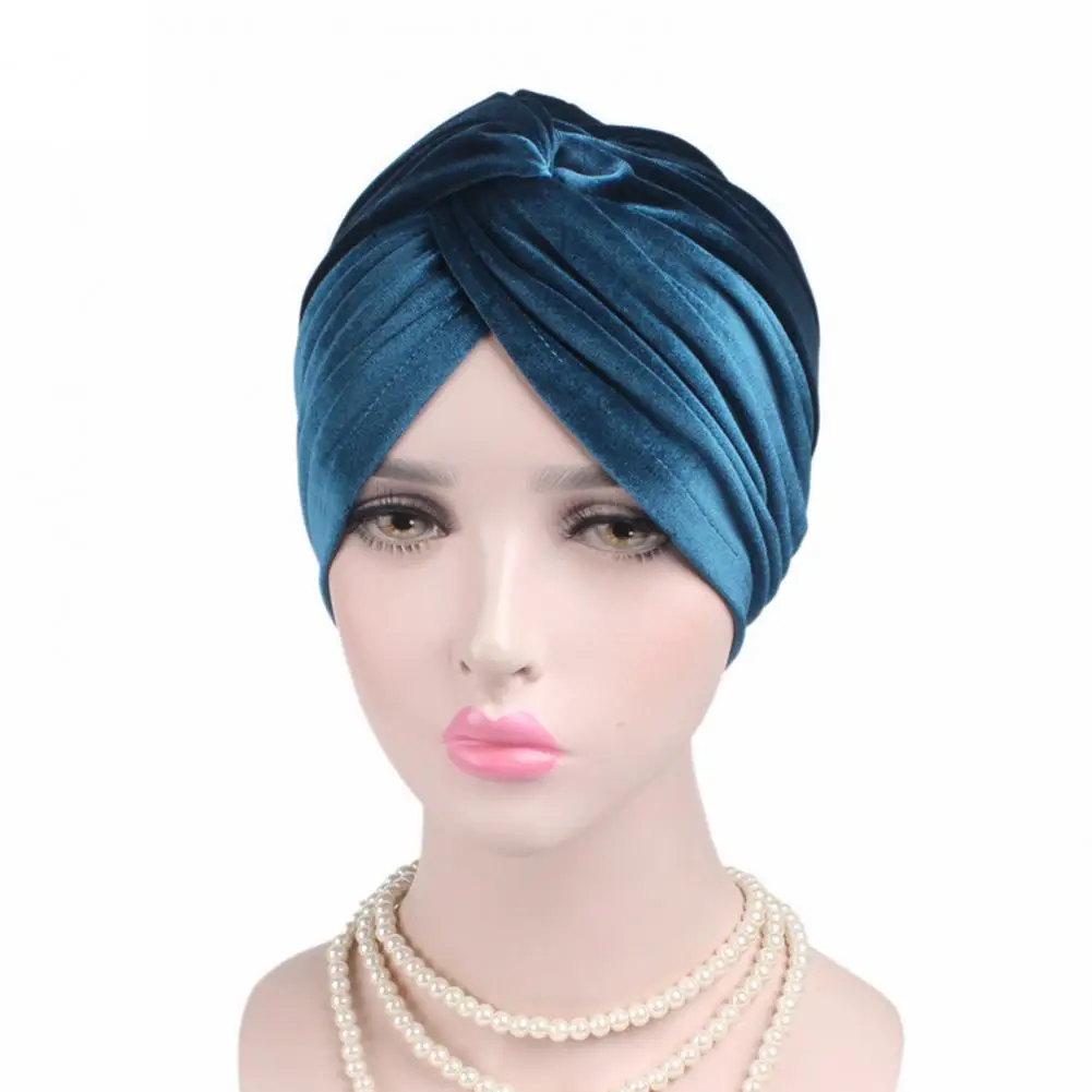 

80% HOT SALESSoft Velvet Head Scarf Stretch Wrap Cross Twist Cap Headwear Women Accessory
