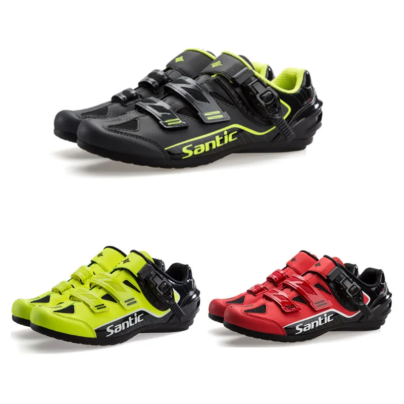 Santic Men Rubber Cycling Shoes Breathable PU Non-slip Reflective Road Riding Bike Unlocked Sport Shoe Zapatillas Ciclismo | Спорт и