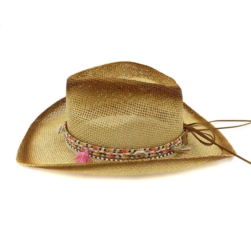 

sun hats western cowboy panama wide brim men women hats band belted casual vintage hip hop street khaki camel women summer hats