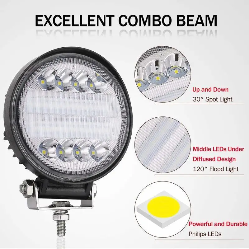 4Inch 90W 12V LED Work Light Bar Spotlight Flood Lamp Driving Fog Offroad Car for Ford Toyota SUV 4WD led beams |