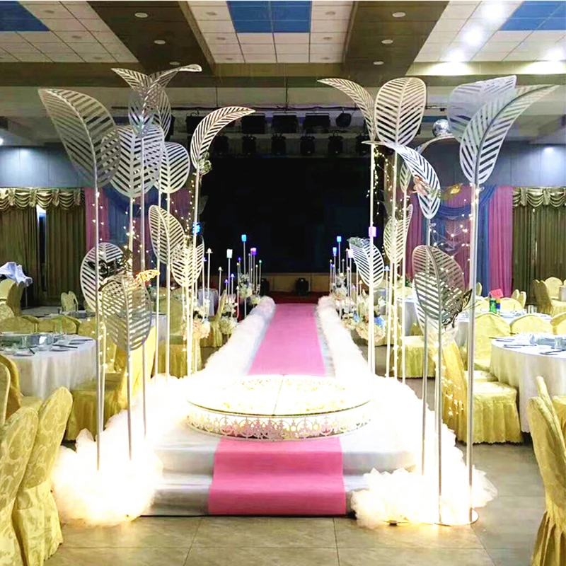 HVAYI-nuevos accesorios de boda, hojas de &aacute;rbol de pl&aacute;tano de hierro forjado, tama&ntilde;o libre, decoraci&oacute;n de escenario de boda y vacaciones, Fondo en forma de T-2