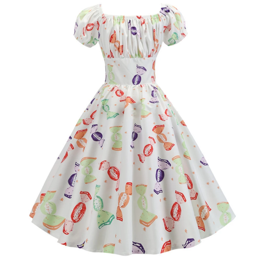 Женское ретро-платье с цветочным принтом Joineles летнее винтажное платье короткими