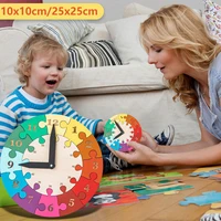 wooden clock puzzle colorful clock teaching puzzle early learning educational toy clock building blocks montessori kids toys