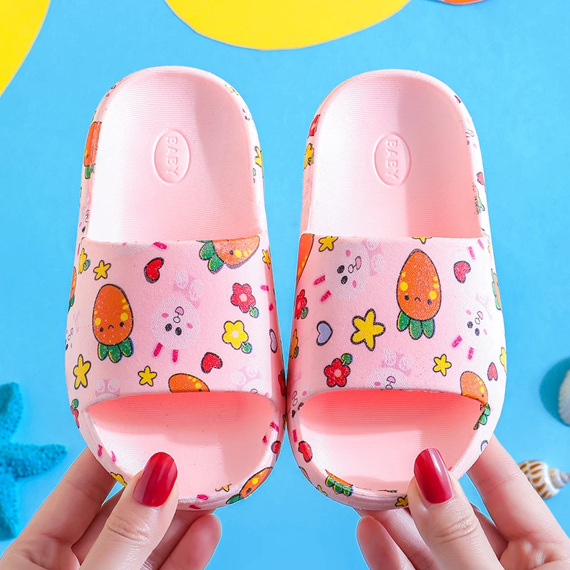 

Colorful Carrot Rabbit Children Slippers Comfort Soft Sole Non-Slip Bathroom Shoes Casual Home Indoor Slippers Cute Baby Shoes