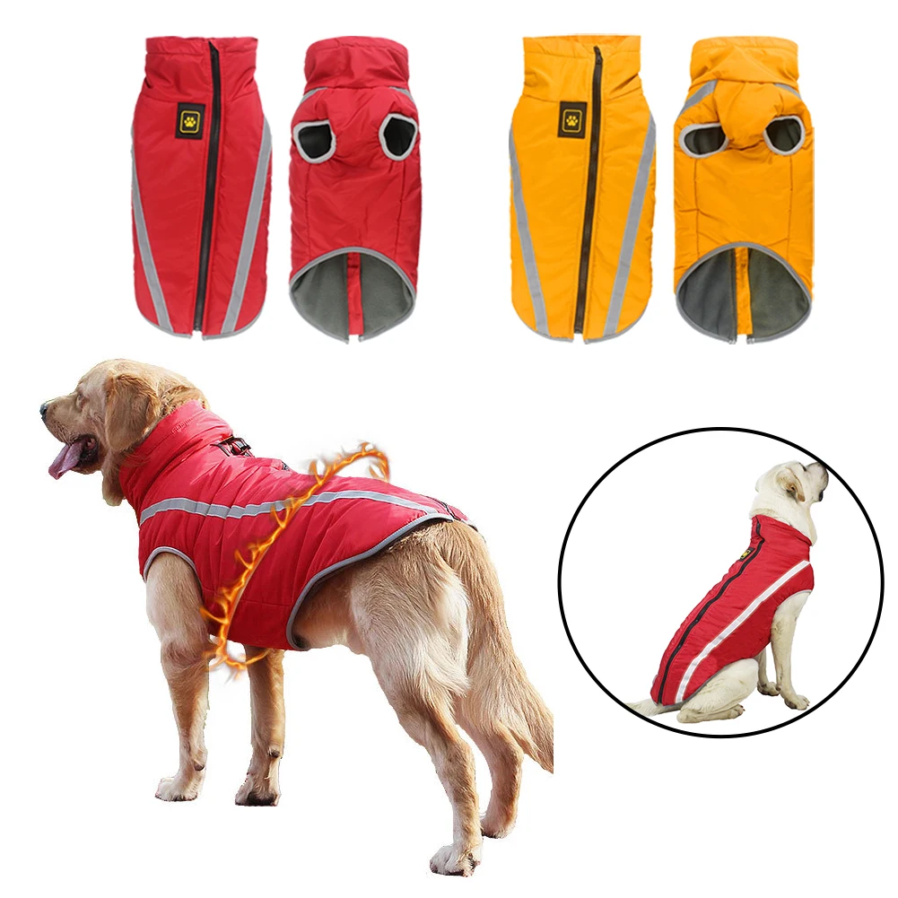 

Waterproof Dog Clothes For Large Dogs Autumn Winter Warm Dog Jackets Padded Fleece Pet Coat Reflective Puppy Dog Clothing