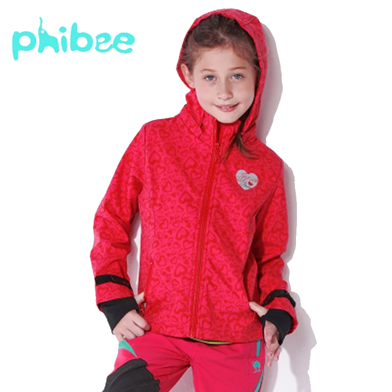 Phibee куртка-ветровка для девочек, для активного спорта, ветрозащитные Soft Shell куртка Водонепроницаемый повседневная детская одежда