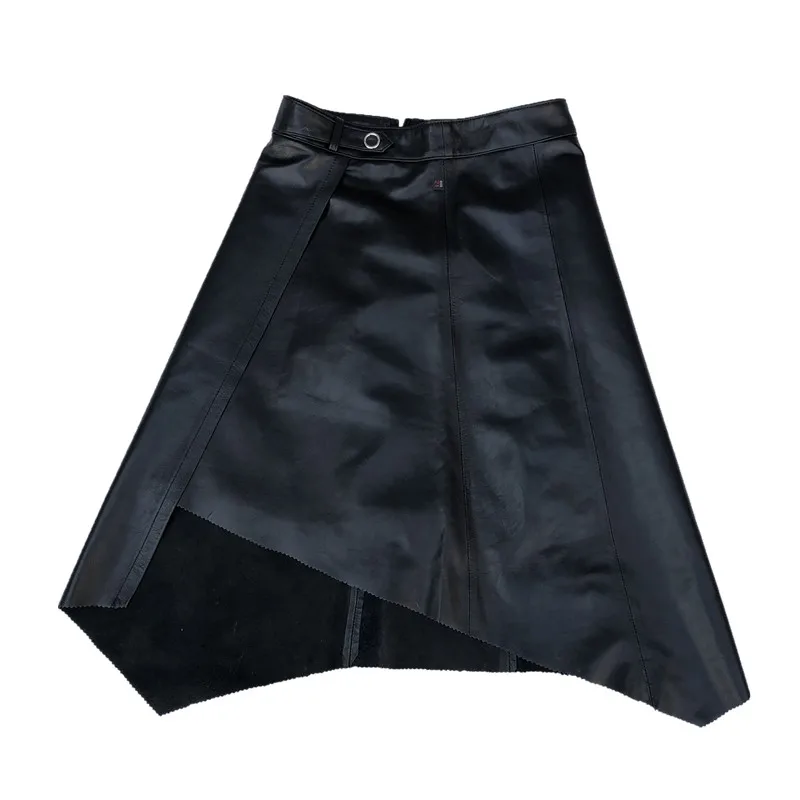 

Leather Skirt Genuine Women Real Natural Sheepskin 2021 New Elegant Autumn Fall Midi Skirts Ladies High Waist Skirts Plus Size