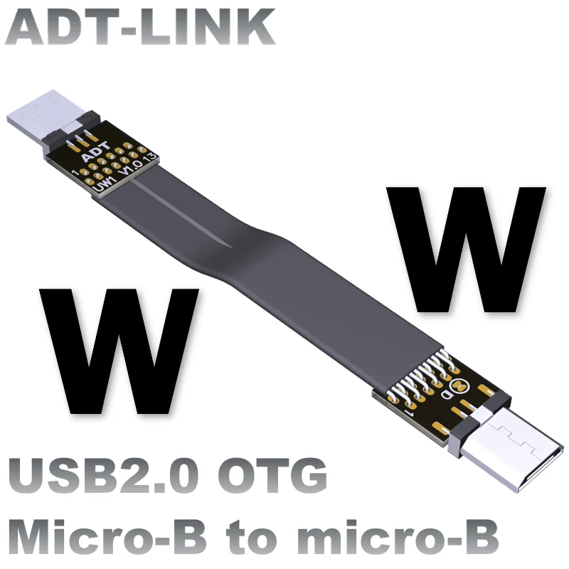 

Free Shipping FPV USB OTG 2.0 male to male flat data extension cable micro-B to micro-B ADT-Link 0.03m-3m 480M/bps high speed