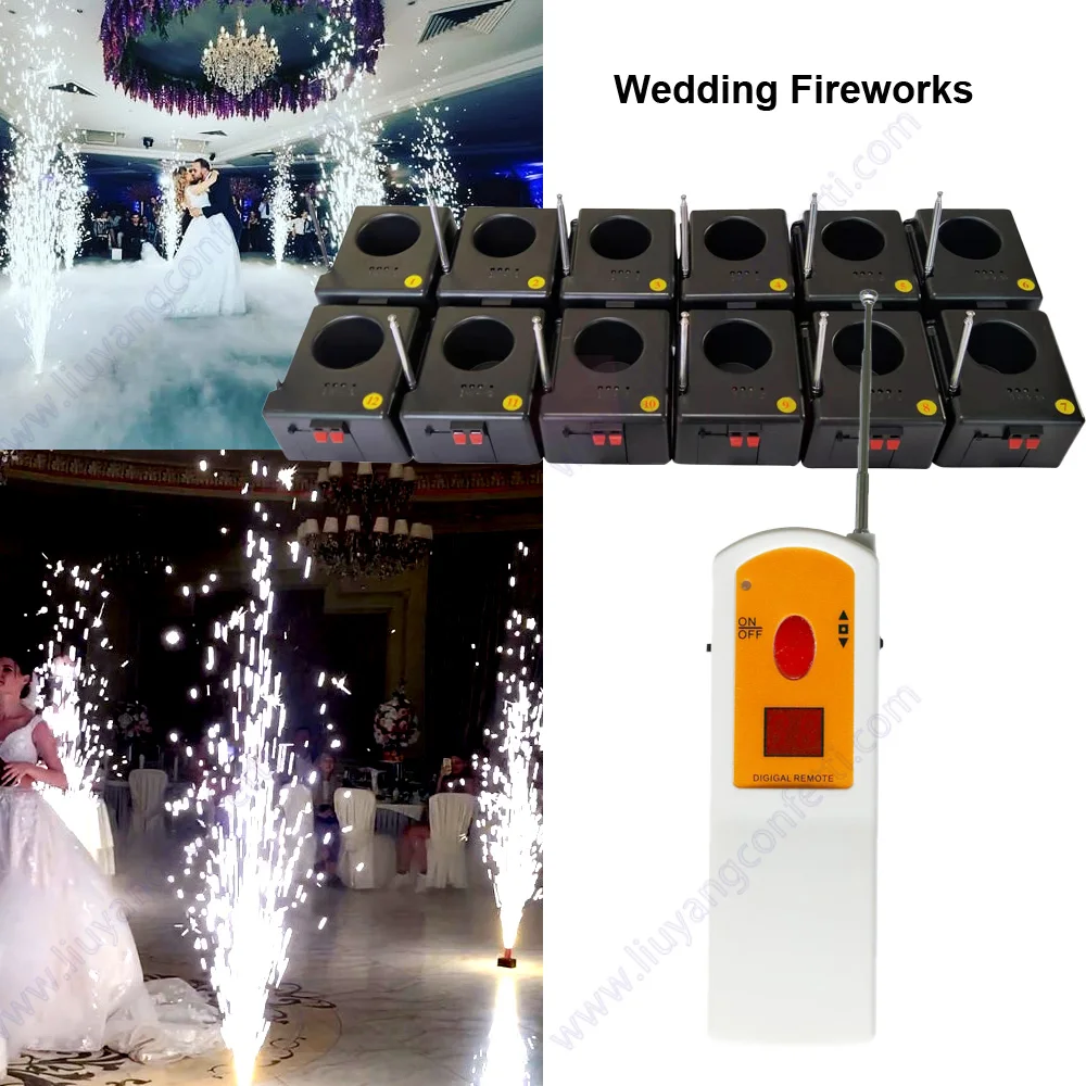 

12 Channel Indoor Fountain Base Cold Pyrotechnic Wedding Firework Remote Control firing System Pyro Spark Machine Flight Case dj