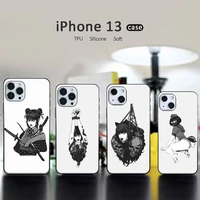 manga girl horror phone case black color for iphone 13 12 11 mini pro x xr xs max 6 6s 7 8 plus se cover coque funda