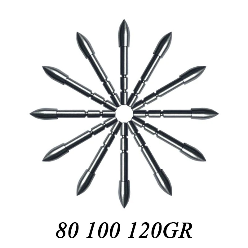 12 шт. в упаковке для стрельбы из лука советы точечного 80/100/120gr ID4.2MM OD5.4 6.2MM