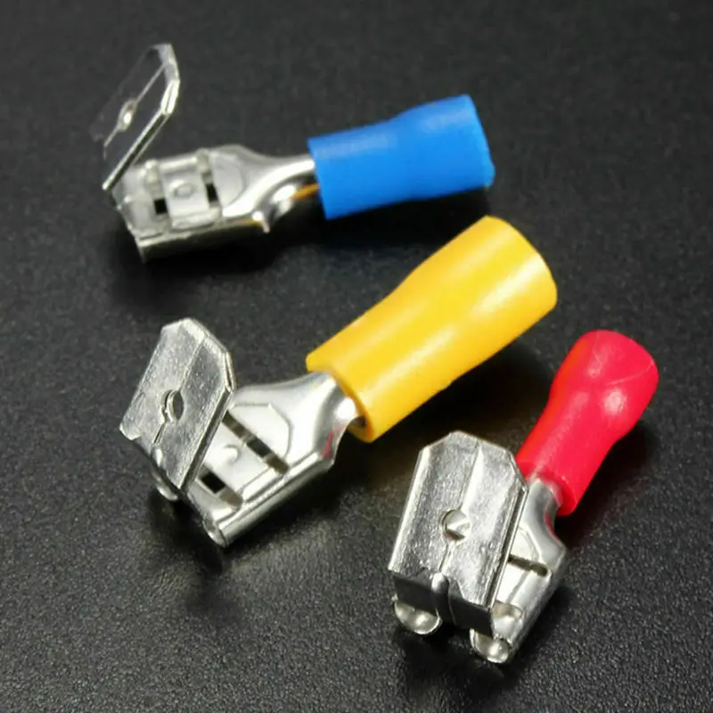 

Piggyback Insulated Spade Crimp Terminal Connectors Kit Red&Blue&YellowB 100Pcs