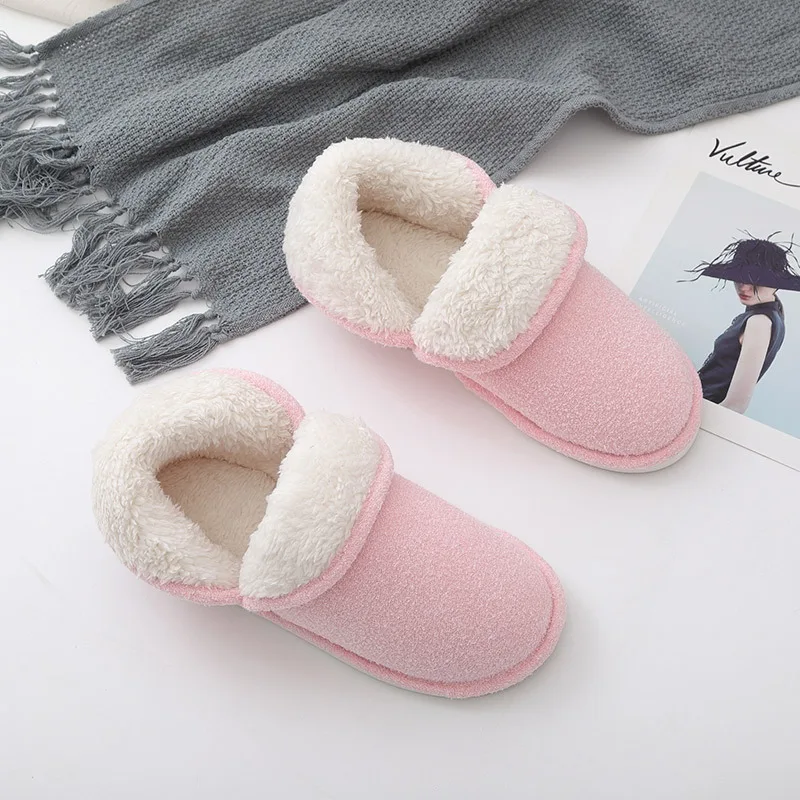 

Women Winter Warm Cotton Shoes Ladies Plush Slip On House Slippers Comfortable Soft Indoor Floor Flat Shoes Cute Women Slippers
