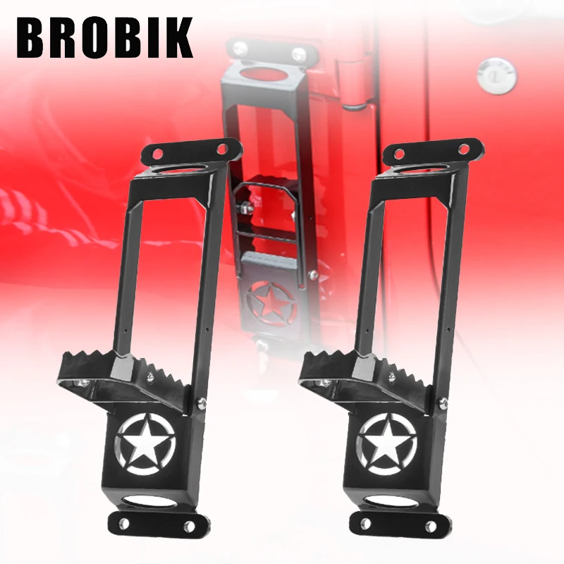 

BROBIK 1PCS For Jeep Wrangler JK 2007-2018 Door Hinge Step Foot Peg Folding Foot Pedal