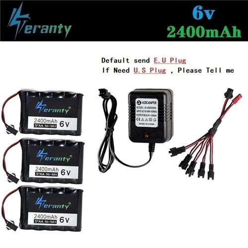 Teranty 6v 2400mah аккумуляторная батарея+ зарядное устройство для RC игрушечного автомобиля лодки пистолет Танк грузовик поезд RC модели-роботы 6v Ni-MH аккумулятор - Цвет: Тёмно-синий