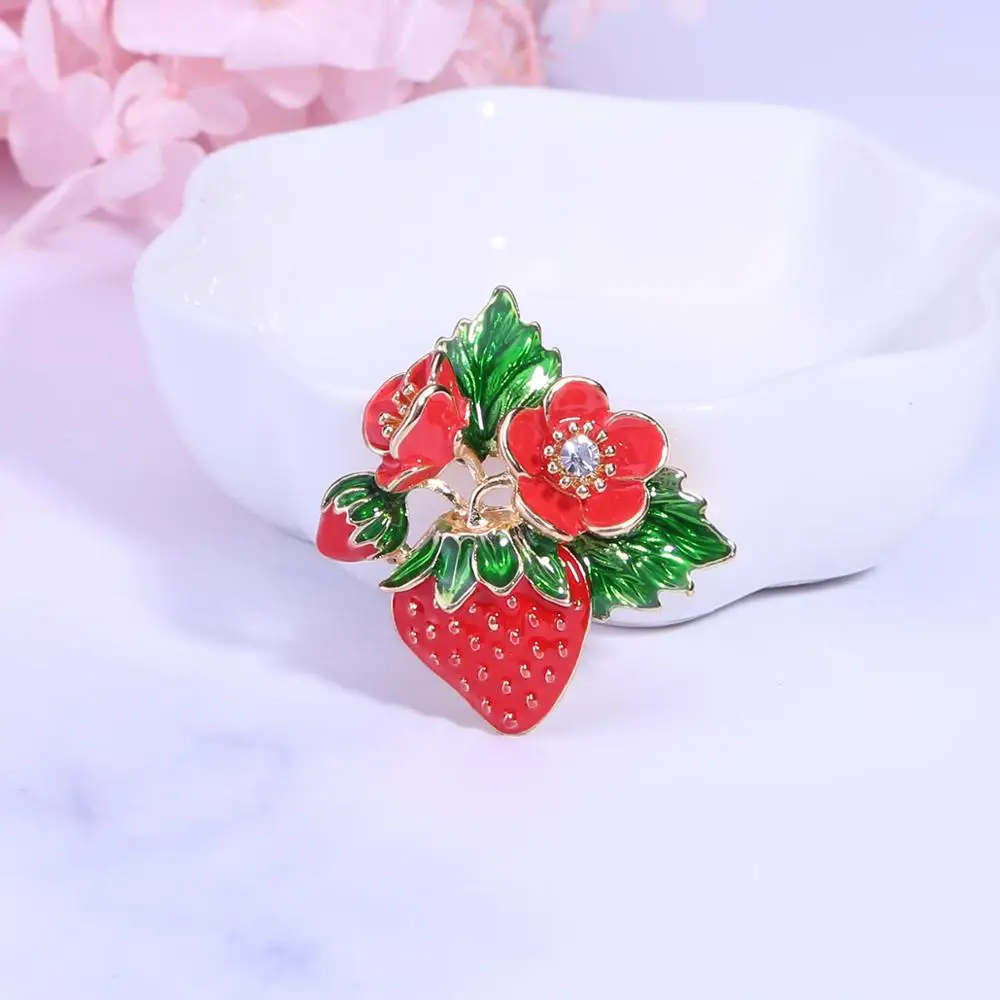 Женские многоцветные броши стразы в виде цветов животных клубника