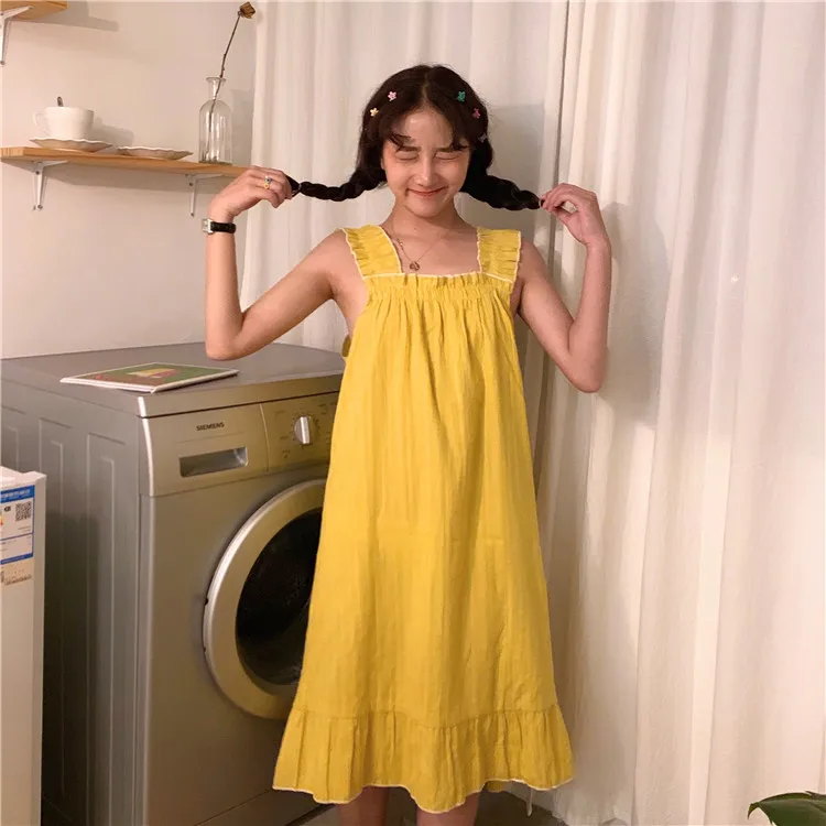 2019 корейские женские ночные рубашки хлопковые пижамы милые для сна и отдыха