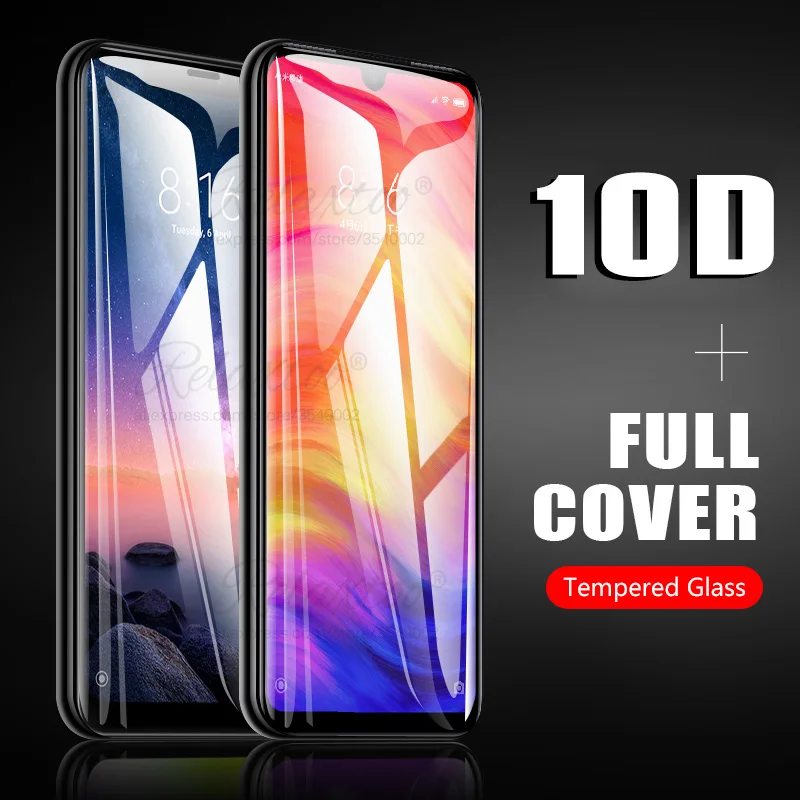 Защитное стекло 10D для Xiaomi redmi note 7 защита экрана с полным покрытием закаленное xiomi