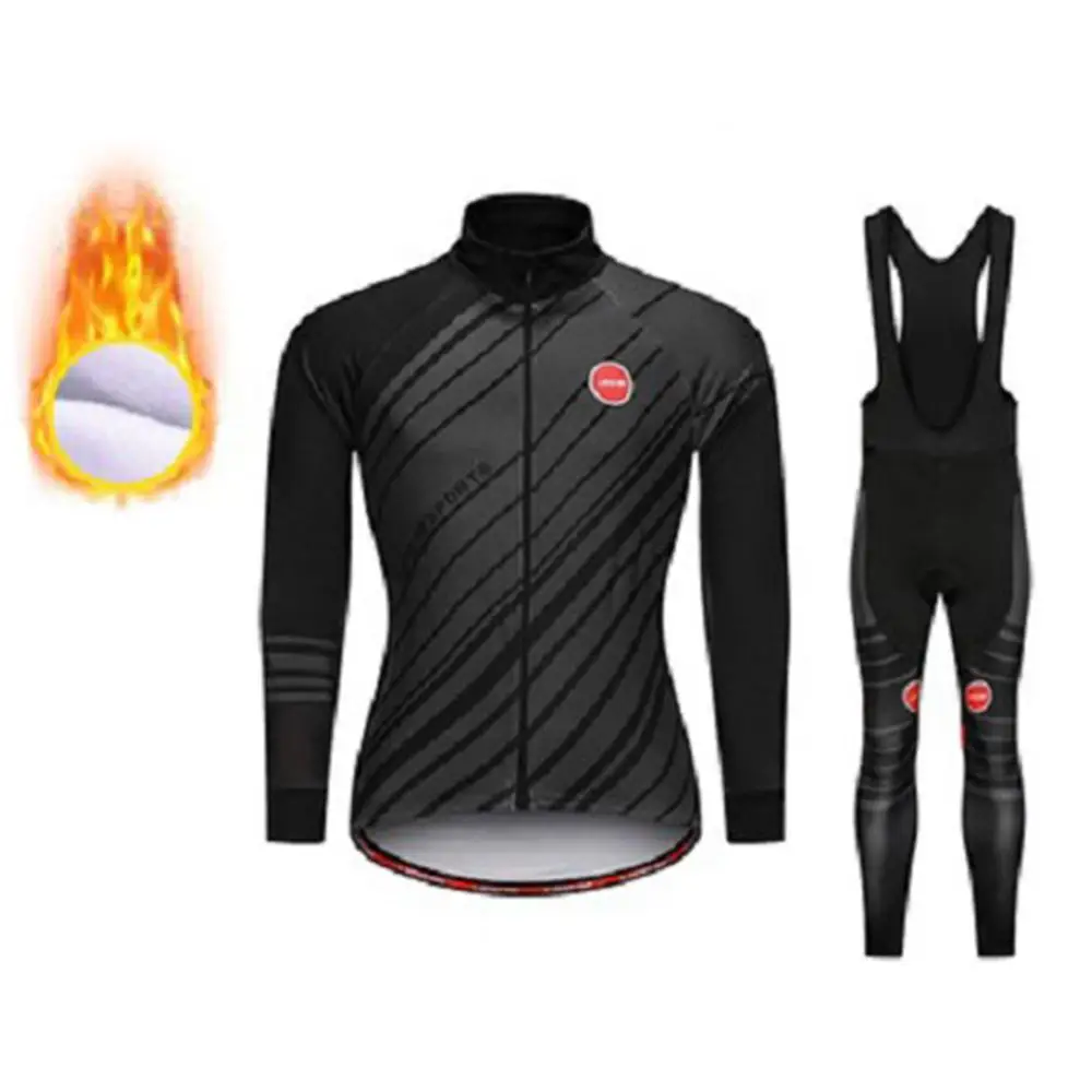 

Dropshiping Shirt Men'S Winter Long Sleeve Bicycle Jersey Pants Clothing Riding Bike Suit Warm