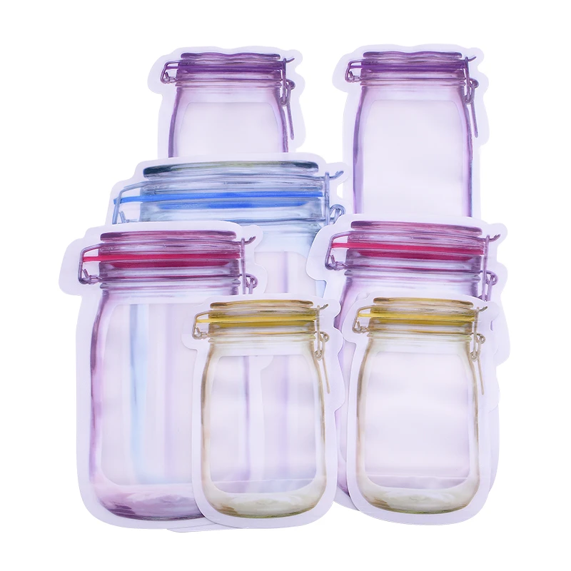 5 шт многоразовые PE Mason Jar форма бутылки на молнии мешки Орехи закуски конфеты