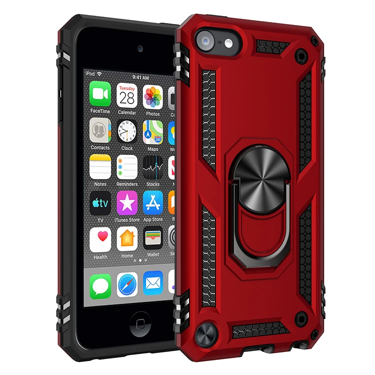 Противоударный защитный чехол для iPhone iPod Touch 5, 6, 7, чехол с кольцом и держателем, чехол для iPod touch 5, 6, 7 - Цвет: Red