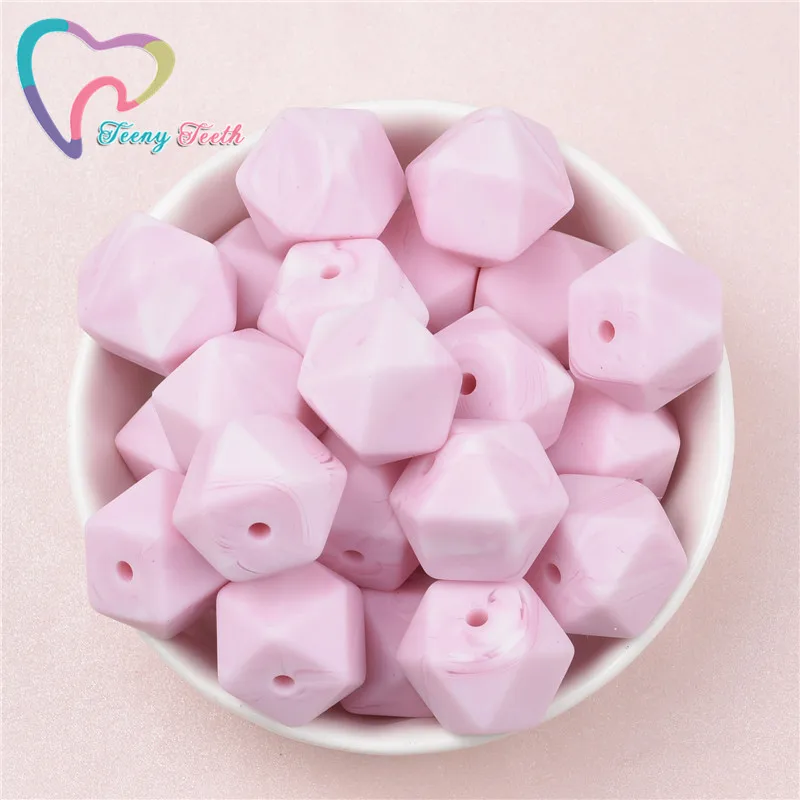 10 шт. мраморный фиолетовый пищевой шестиугольный силиконовый бисер 14-17 мм без БФА