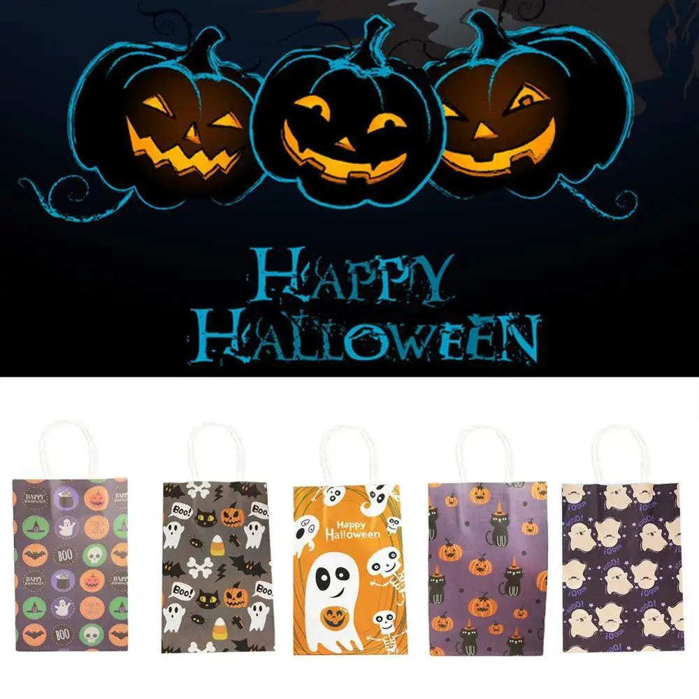 Бумажный мешок с рисунком тыквы подарок на вечеринку в честь Хэллоуина посылка