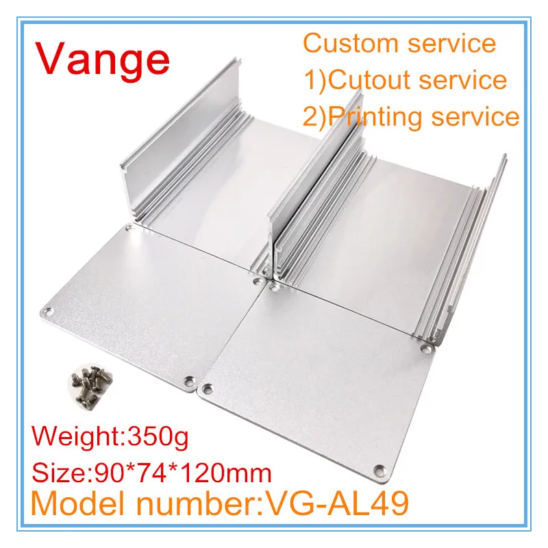 1pcs/lot injection aluminum split case 6063-T5 Aluminum instrument box 90*74*120mm silvery color for communicated device |