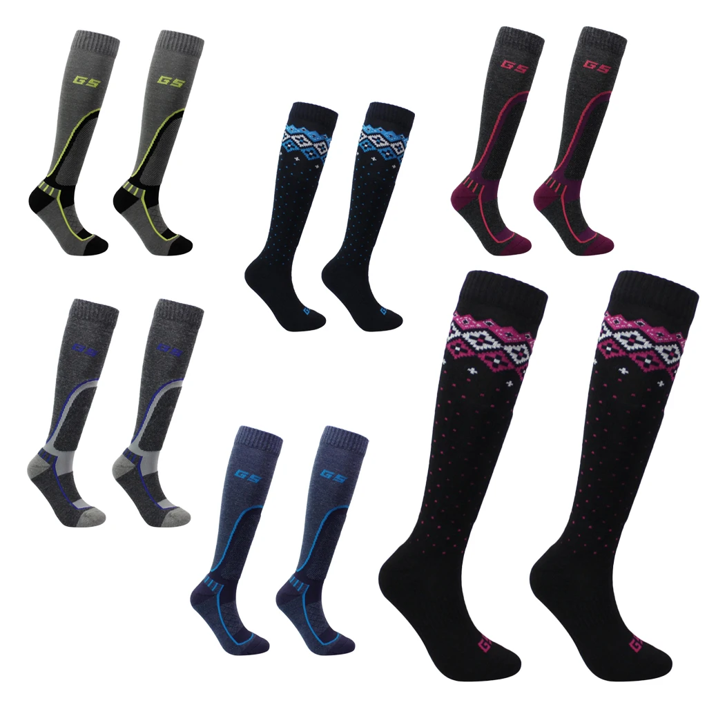 Зимние теплые лыжные эластичные длинные носки из смеси шерсти для взрослых и