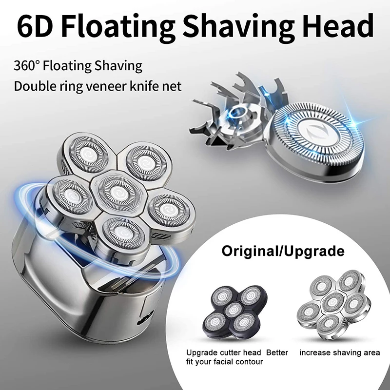 6 IN 1 Rechargeable Electric Razor Blades Digital Display Shaver For Men Hair Beard Trimmer Face Shaving Machine | Бытовая техника