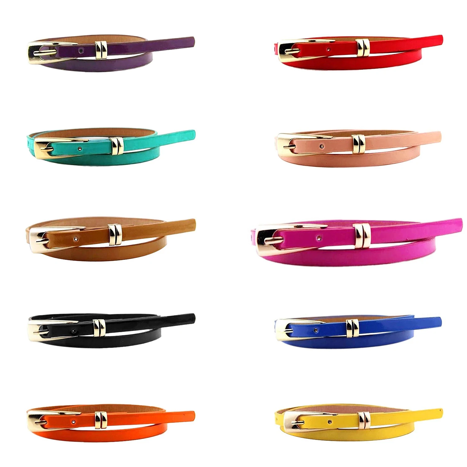 

Women Skinny Waist Belt Thin Leather Waistband Strap