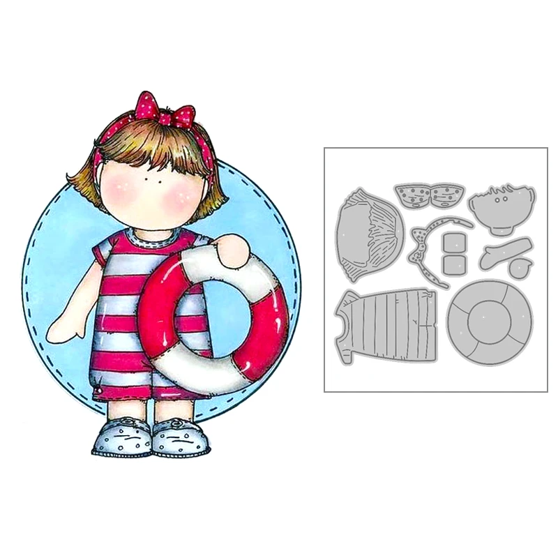 

2020 New Hot Girl Metal Cutting Dies Stencils and Scrapbooking Paper Swimming For Foil Die Cut Summer Crafts Supplies No Stamp