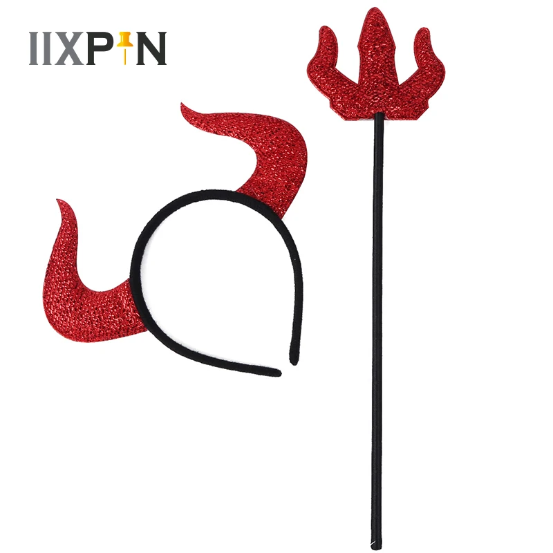 Ободок для волос с красным дьявольским рогом|Реквизит костюмов| |