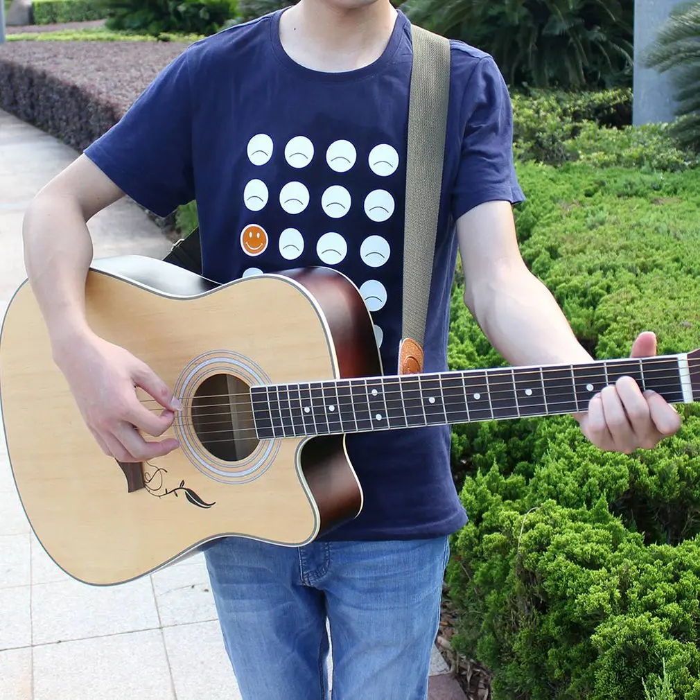 Чистый цвет акустический гитарный ремень армейский зеленый/желтый/черный