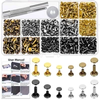 diy leather rivets kit double cap brass rivets leather studs with setting tools for leather repair crafts4 colors3sizes set