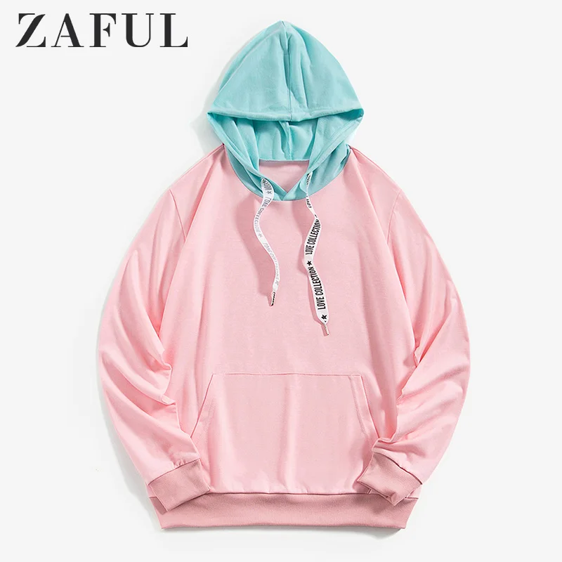 Мужская толстовка с капюшоном ZAFUL пуловер длинными рукавами карманами буквенным