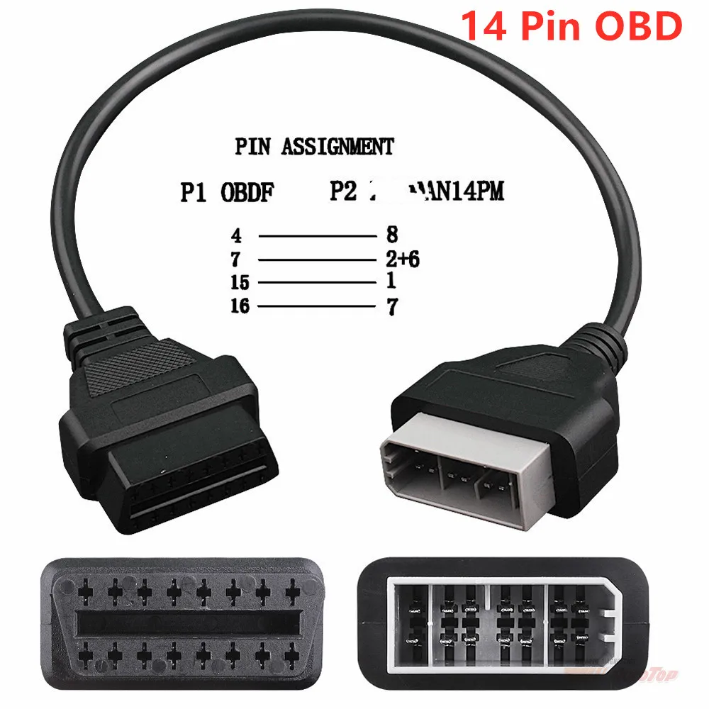 Для Nissan 14 Pin 14Pin To16Pin OBD OBD2 OBDII 16 кабели женские адаптеры Автоматическая диагностика