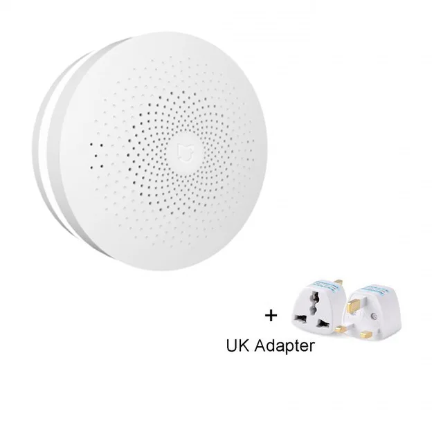 add UK plug Новинка, Xiaomi Mijia, многофункциональный шлюз, 2 хаба, сигнализация, интеллектуальная, онлайн радио, Ночной светильник, звонок, умный дом, концентратор - Цвет: add UK plug