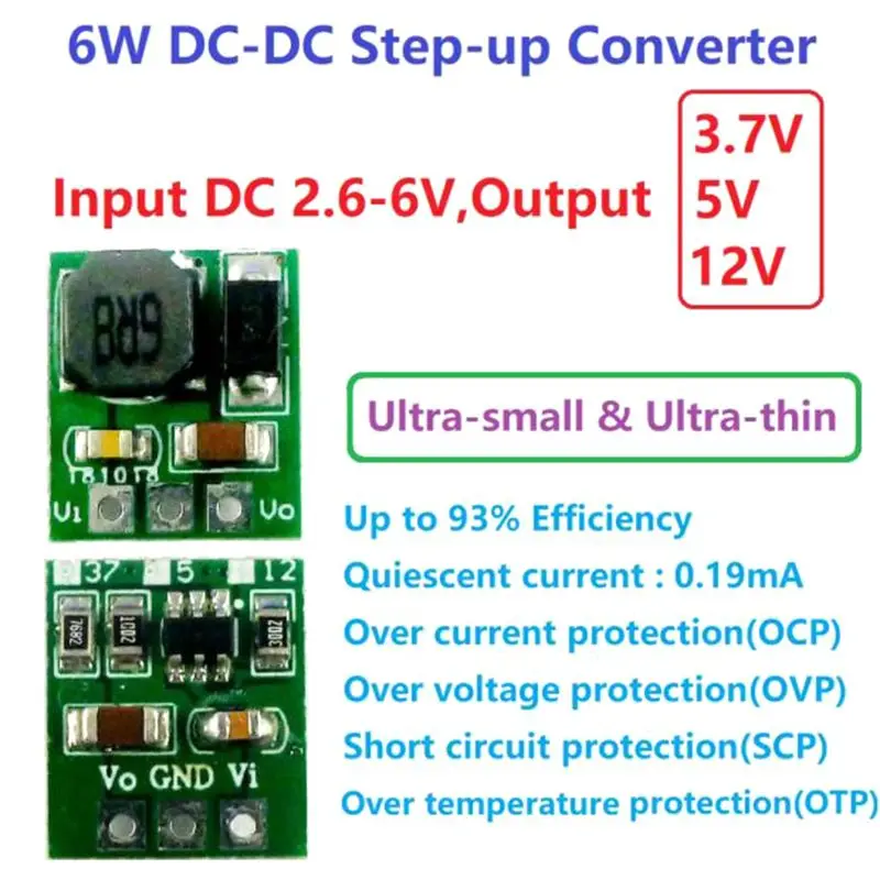 

3.7V 5V 12V DC-DC Step-up Power Supply Module Boost Voltage Converter For 18650 403040 Li-Po Li Ion Lithium Battery U4LB