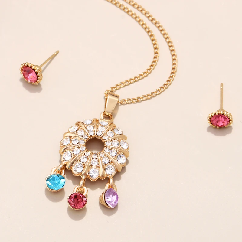 Модное красочное блестящее Ожерелье Стразы серьги Женский комплект ювелирных