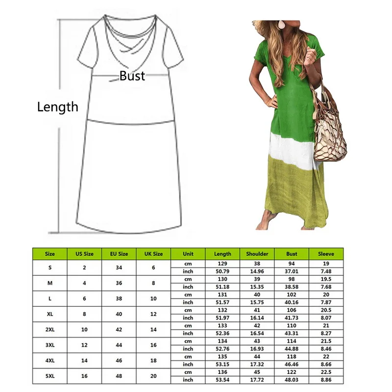 

New Fashion 2020 Female Dresses Summer Short Sleeve V-Neck Party Long Dress Women Patchwork Plus Size Beach Maxi Dresses