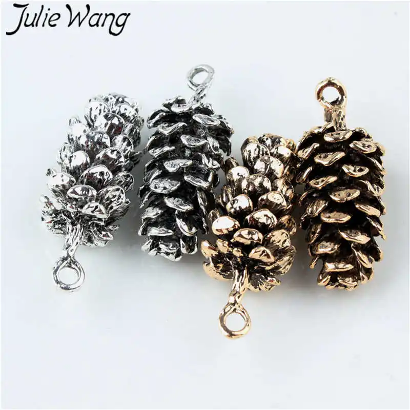 Julie Wang 5 шт. подвески из сплава сосновые конусы антикварный золотой серебряный